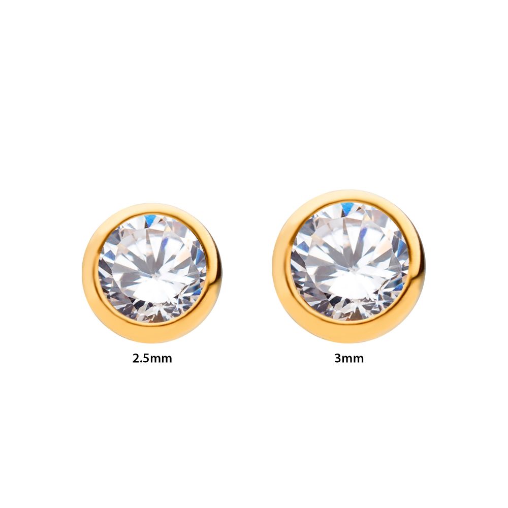 24KT Gold PVD Titanium Threadless Bezel Set Swarovski Crystal Front Facing Top