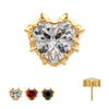 24Kt Gold PVD Titanium Threadless Prong Set Gem Heartbreaker Edge Top