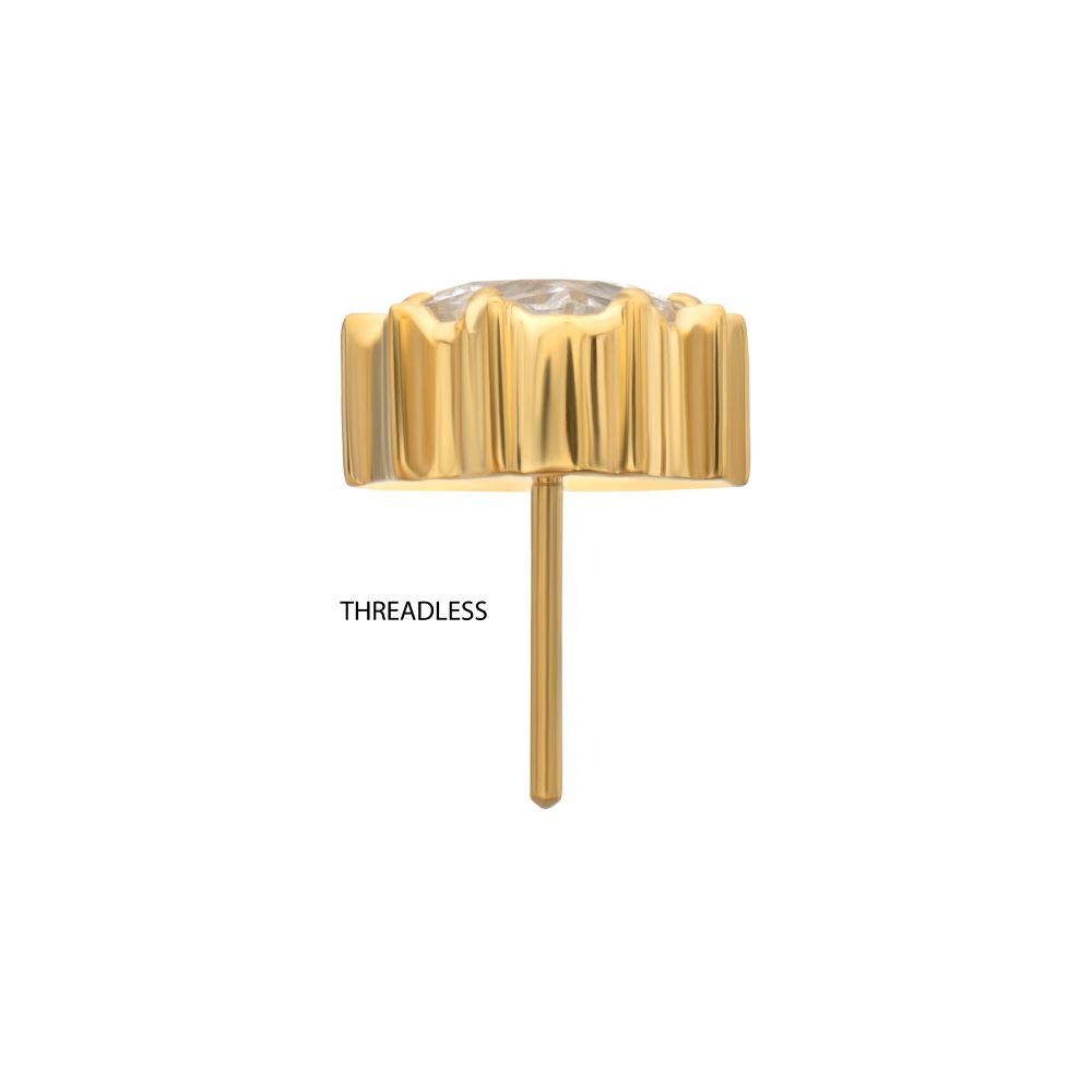 24Kt Gold PVD Titanium Threadless Prong Set Gem Heartbreaker Edge Top