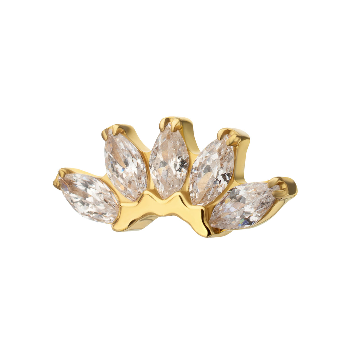 24Kt Gold PVD Titanium Threadless Prong Set 5- Marquise Gem Fan Cluster Top