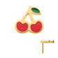 24Kt Gold PVD Titanium Threadless Enamel Cherry Top