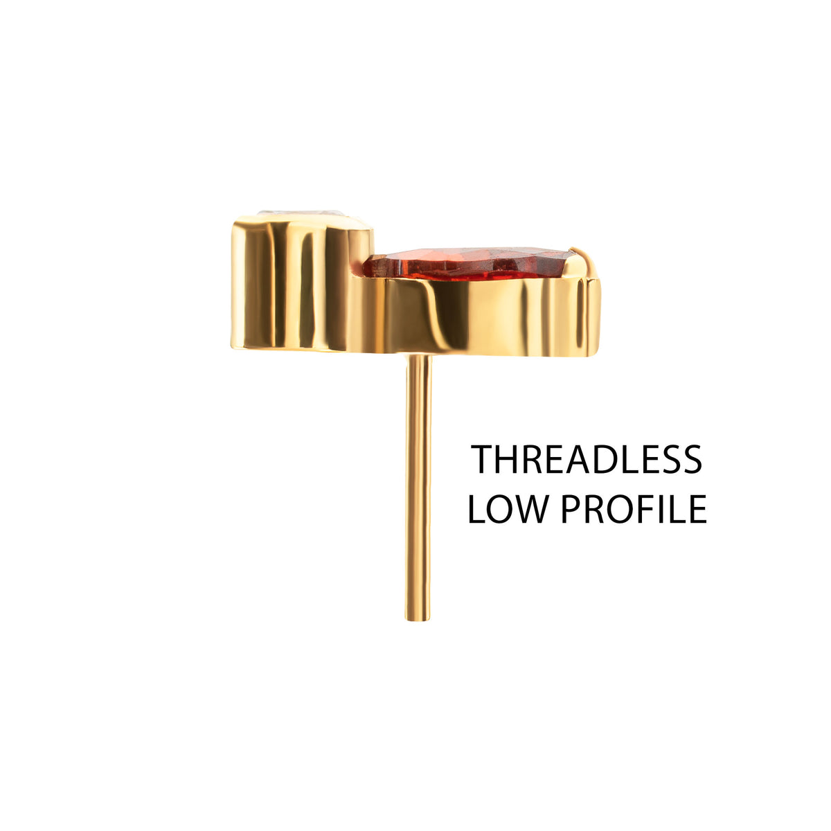 24Kt Gold PVD Titanium Threadless 3-Cluster Marquise Gem Fan Top with Bezel Round Gem