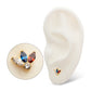 24Kt Gold PVD Titanium Threadless 3-Cluster Marquise Gem Fan Top with Bezel Round Gem