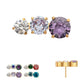 24Kt Gold PVD Titanium Threadless "Radiant Arc" Prong Set Gem Top