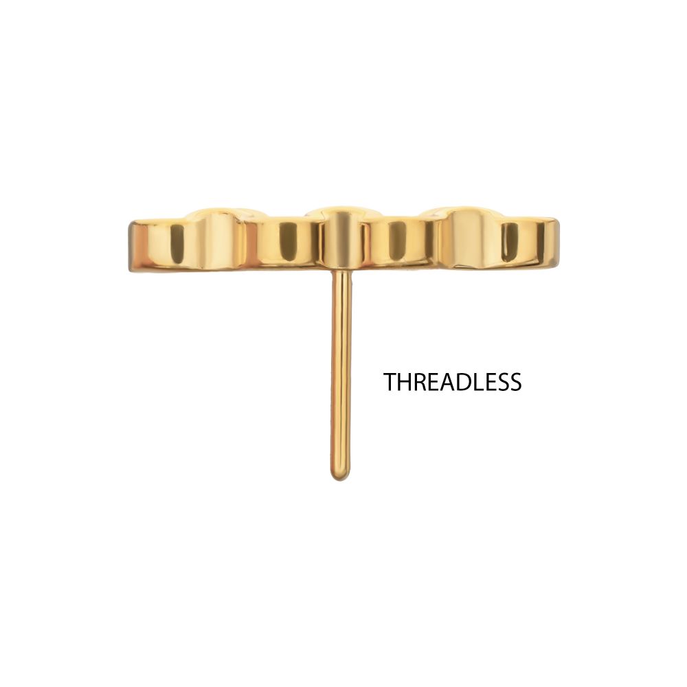 24Kt Gold PVD Titanium Threadless Low Profile Round Link Top