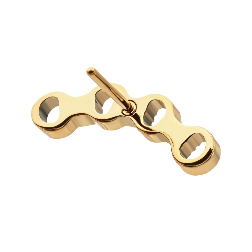 24Kt Gold PVD Titanium Threadless Low Profile Round Link Top