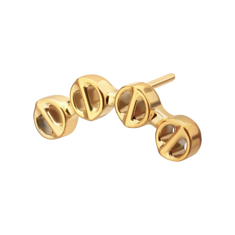 24Kt Gold PVD Titanium Threadless Low Profile Bar-Set Round Link Top