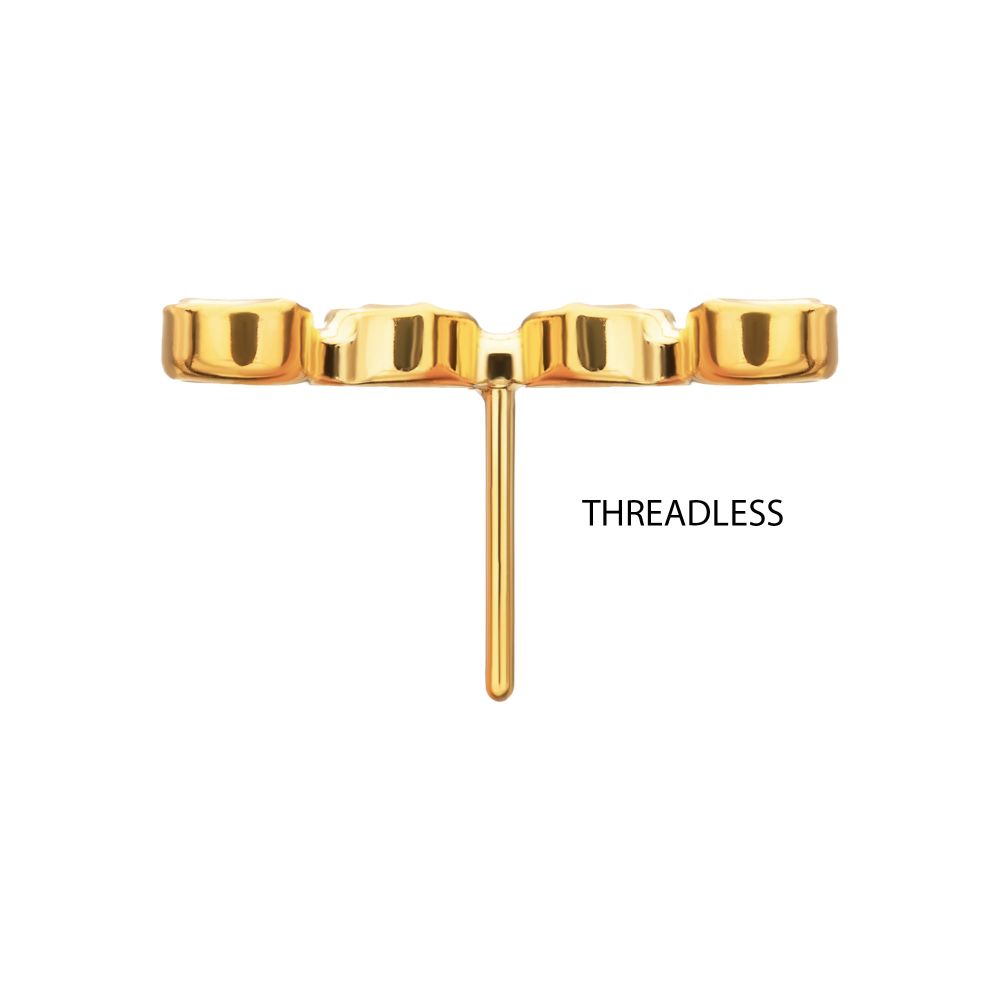 24Kt Gold PVD Titanium Threadless Low Profile Bar-Set Round Link Top