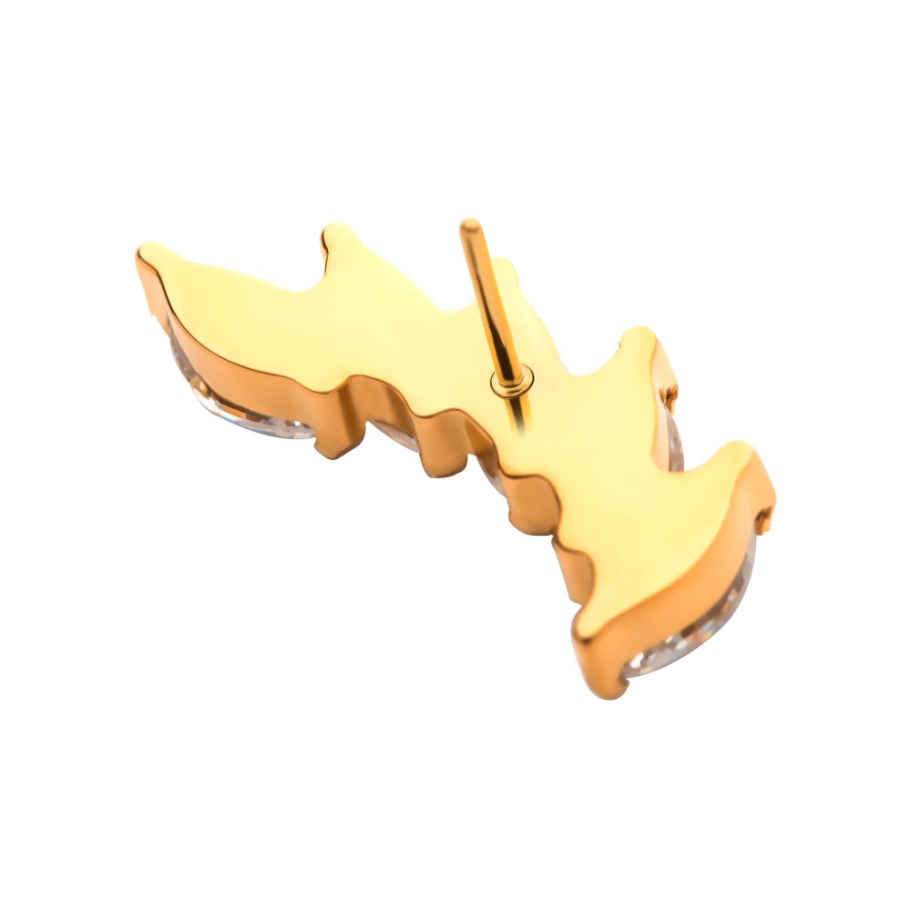 24Kt Gold PVD Titanium Threadless 5 Marquise Staggered Cluster Prong Gem Top