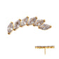24Kt Gold PVD Titanium Threadless 6-Cluster Staggered V-Prong Marquise CZ Gem Top