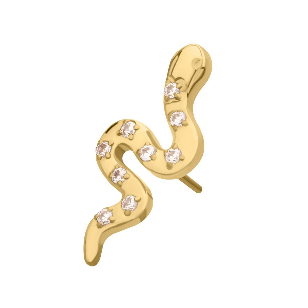 24Kt Gold PVD Titanium Threadless Prong Set 9-Gem Snake Top
