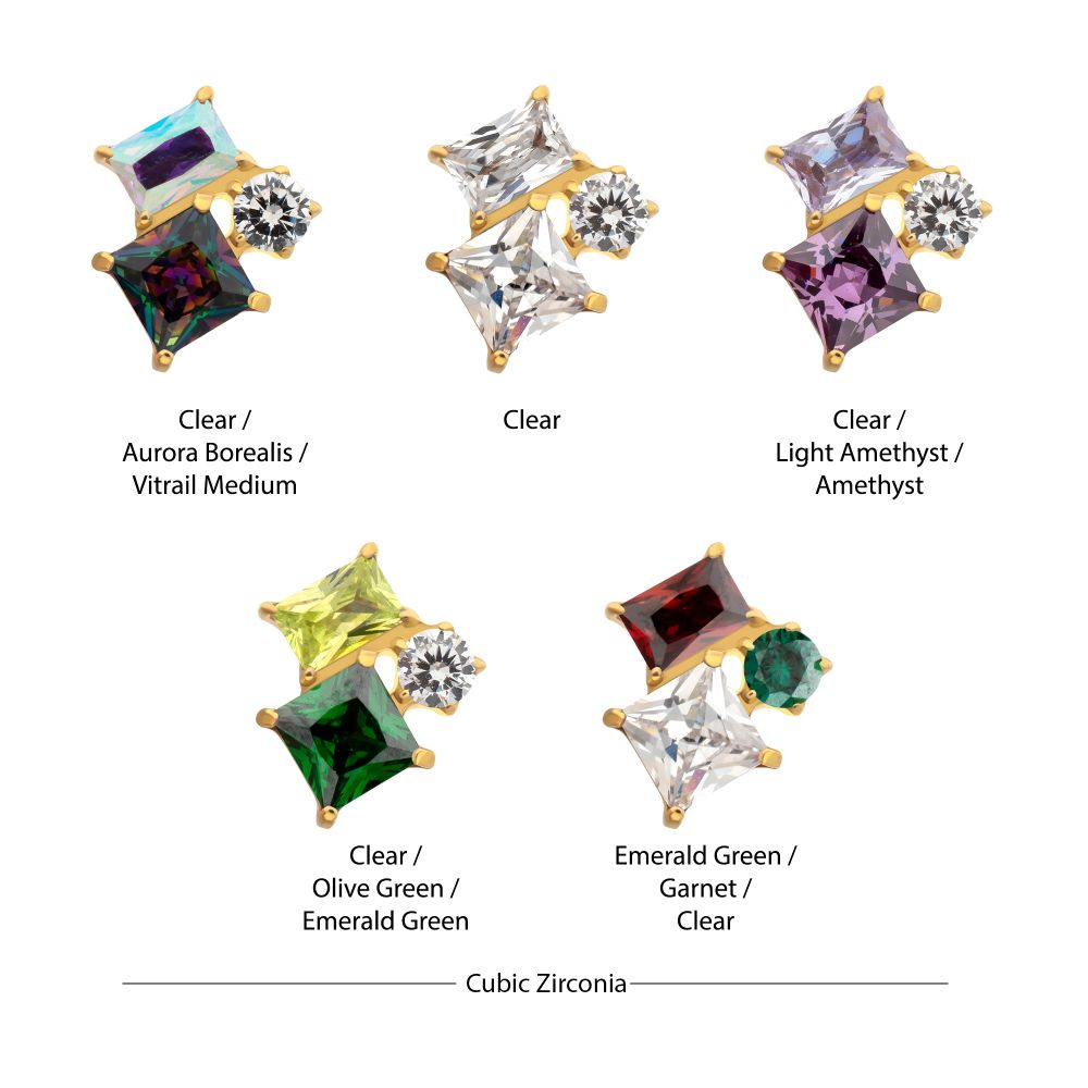 24Kt Gold PVD Titanium Threadless “Lustre Cluster” Prong Set Gem Top