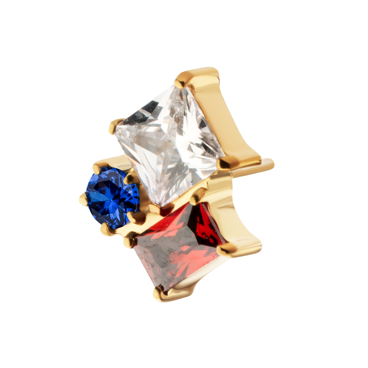 24Kt Gold PVD Titanium Threadless “Lustre Cluster” Prong Set Gem Top