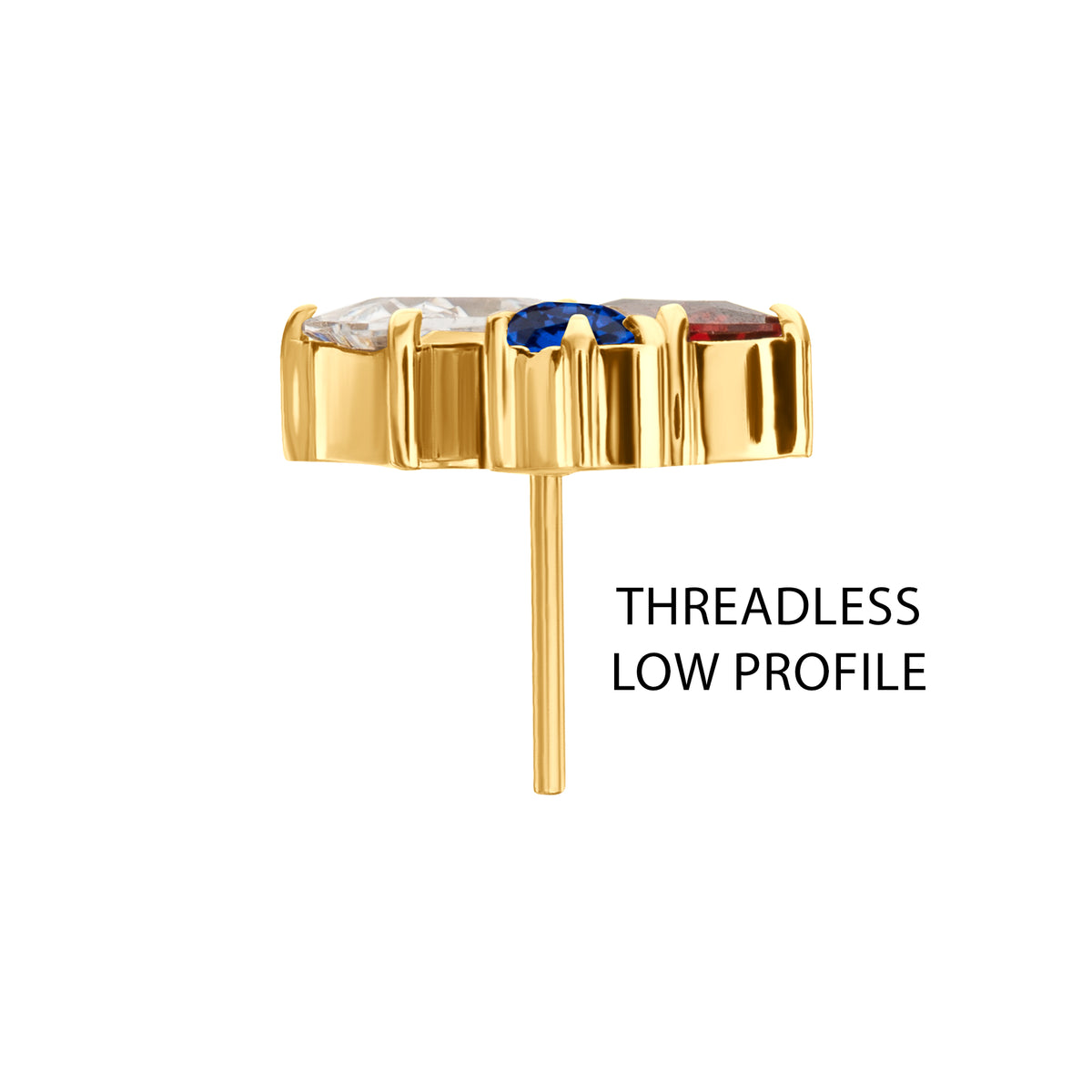 24Kt Gold PVD Titanium Threadless “Lustre Cluster” Prong Set Gem Top