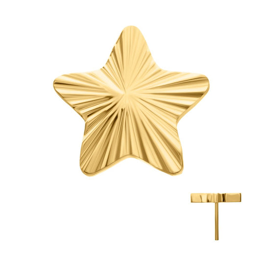24Kt Gold PVD Titanium Threadless Corrugated Star Top