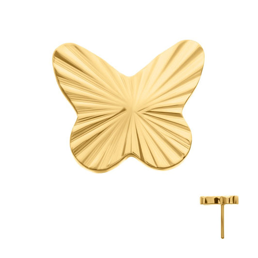 24Kt Gold PVD Titanium Threadless Corrugated Butterfly Top