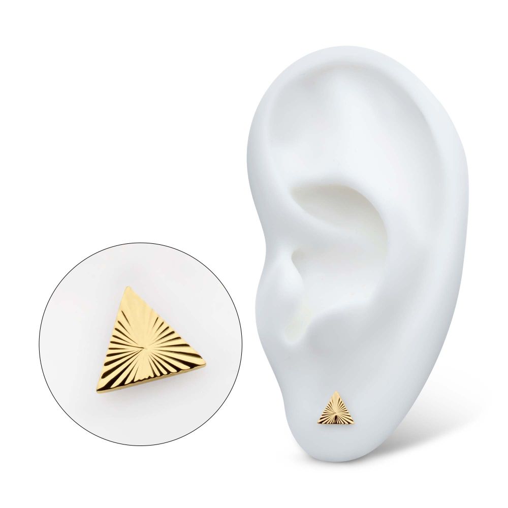 24Kt Gold PVD Titanium Threadless Corrugated Triangle Top