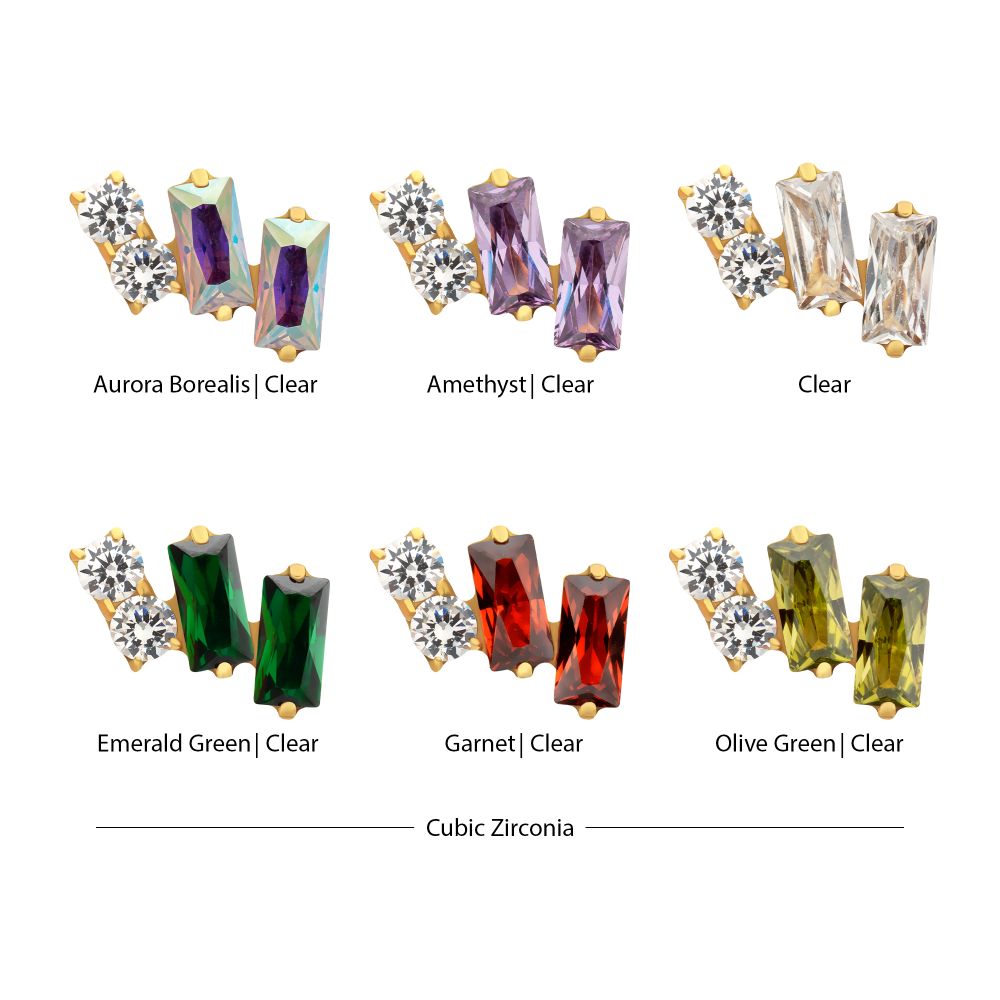 24Kt Gold PVD Titanium Threadless "Eclat Cluster" Prong Set Gem Top