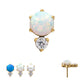 24Kt Gold PVD Threadless Prong Set Double Round Gem and Synthetic Opal Top