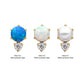 24Kt Gold PVD Threadless Prong Set Double Round Gem and Synthetic Opal Top