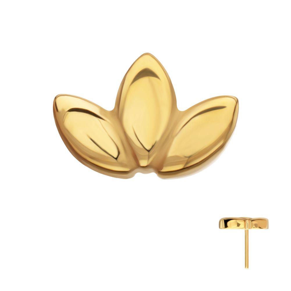 24Kt Gold PVD Titanium Threadless 3-Cluster Fan Shape Petals Top