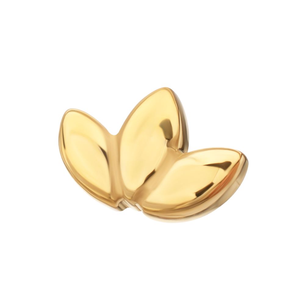 24Kt Gold PVD Titanium Threadless 3-Cluster Fan Shape Petals Top