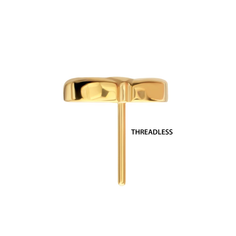 24Kt Gold PVD Titanium Threadless 3-Cluster Fan Shape Petals Top