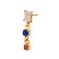 24Kt Gold PVD Titanium Threadless Prong Set Gem Baguette Top with Double Gem Dangle