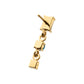 24Kt Gold PVD Titanium Threadless Prong Set Gem Baguette Top with Double Gem Dangle