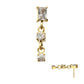 24Kt Gold PVD Titanium Threadless Prong Set Gem Baguette Top with Double Round Gem Dangle