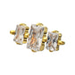 24Kt Gold PVD Titanium Threadless Triple Baguette Prong Set Gem Top