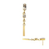 24Kt Gold PVD Titanium Threadless Prong Set Gem Baguette Top with Round Gem & Bar Dangle