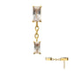 24Kt Gold PVD Titanium Threadless Double Baguette Prong Set Gem Dangle Top