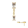 24Kt Gold PVD Titanium Threadless Double Baguette Prong Set Gem Dangle Top