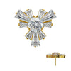 24Kt Gold PVD Titanium Threadless Round & Baguette Cluster Gem Radiant Beam Top