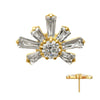 24Kt Gold PVD Titanium Threadless Round & Baguette Cluster Gem Sunray Top