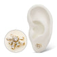 24Kt Gold PVD Titanium Threadless Round & Baguette Cluster Gem Sunray Top