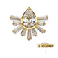 24Kt Gold PVD Titanium Threadless Teardrop & Baguette Cluster Gem Sunray Top