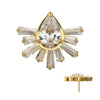 24Kt Gold PVD Titanium Threadless Teardrop & Baguette Cluster Gem Sunray Top