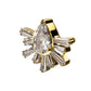 24Kt Gold PVD Titanium Threadless Teardrop & Baguette Cluster Gem Sunray Top
