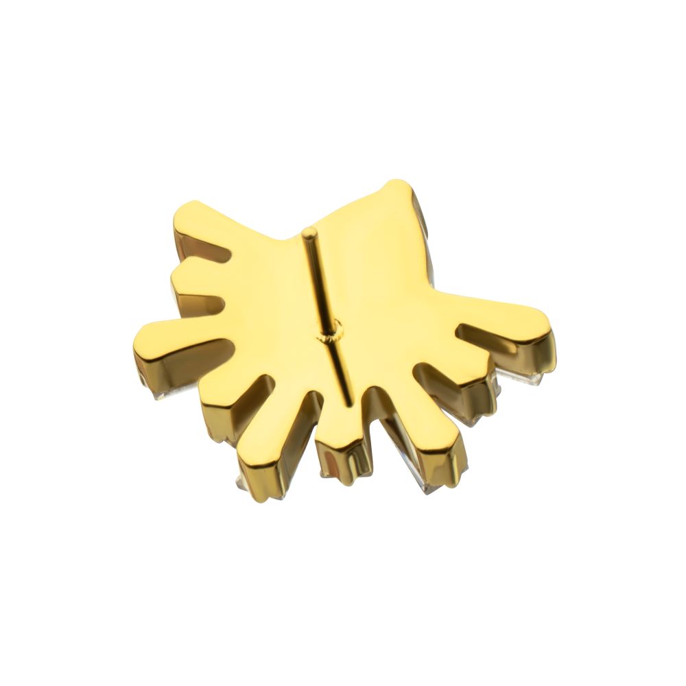 24Kt Gold PVD Titanium Threadless Teardrop & Baguette Cluster Gem Sunray Top