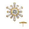 24Kt Gold PVD Titanium Threadless Round & Baguette Cluster Gem Sunburst Top