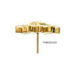 24Kt Gold PVD Titanium Threadless Round & Baguette Cluster Gem Sunburst Top