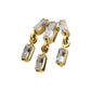24Kt Gold PVD Titanium Threadless 3-Cluster Baguette Prong Set Gem Top with Dangle Gem