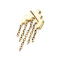 24Kt Gold PVD Titanium Threadless 5-Cluster Baguette Prong Set Gem Top with Chain Dangle
