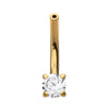 24Kt Gold PVD Titanium Threadless Prong Set CZ Fixed Bottom Curved Barbell