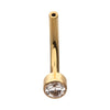 24Kt Gold PVD Threadless Bezel Set CZ Fixed Disc Bottom Curved Barbell