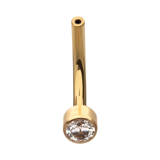 24Kt Gold PVD Threadless Bezel Set CZ Fixed Disc Bottom Curved Barbell