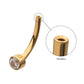 24Kt Gold PVD Threadless Bezel Set CZ Fixed Disc Bottom Curved Barbell