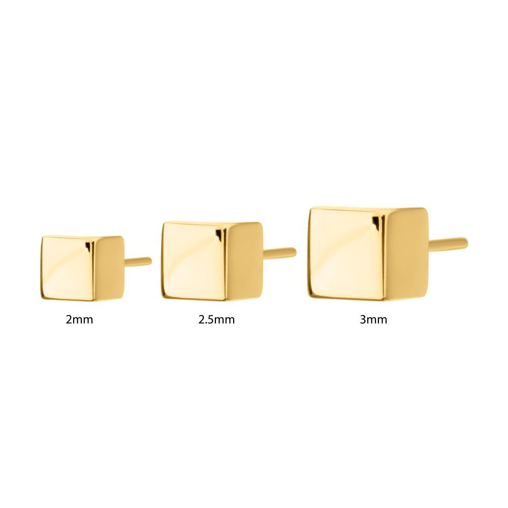 24Kt Gold PVD Titanium Threadless 3D Cube Top